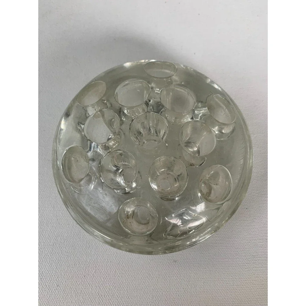 Clear Glass Flower Frog 13 Hole for Floral Arrangements Vases 4.5